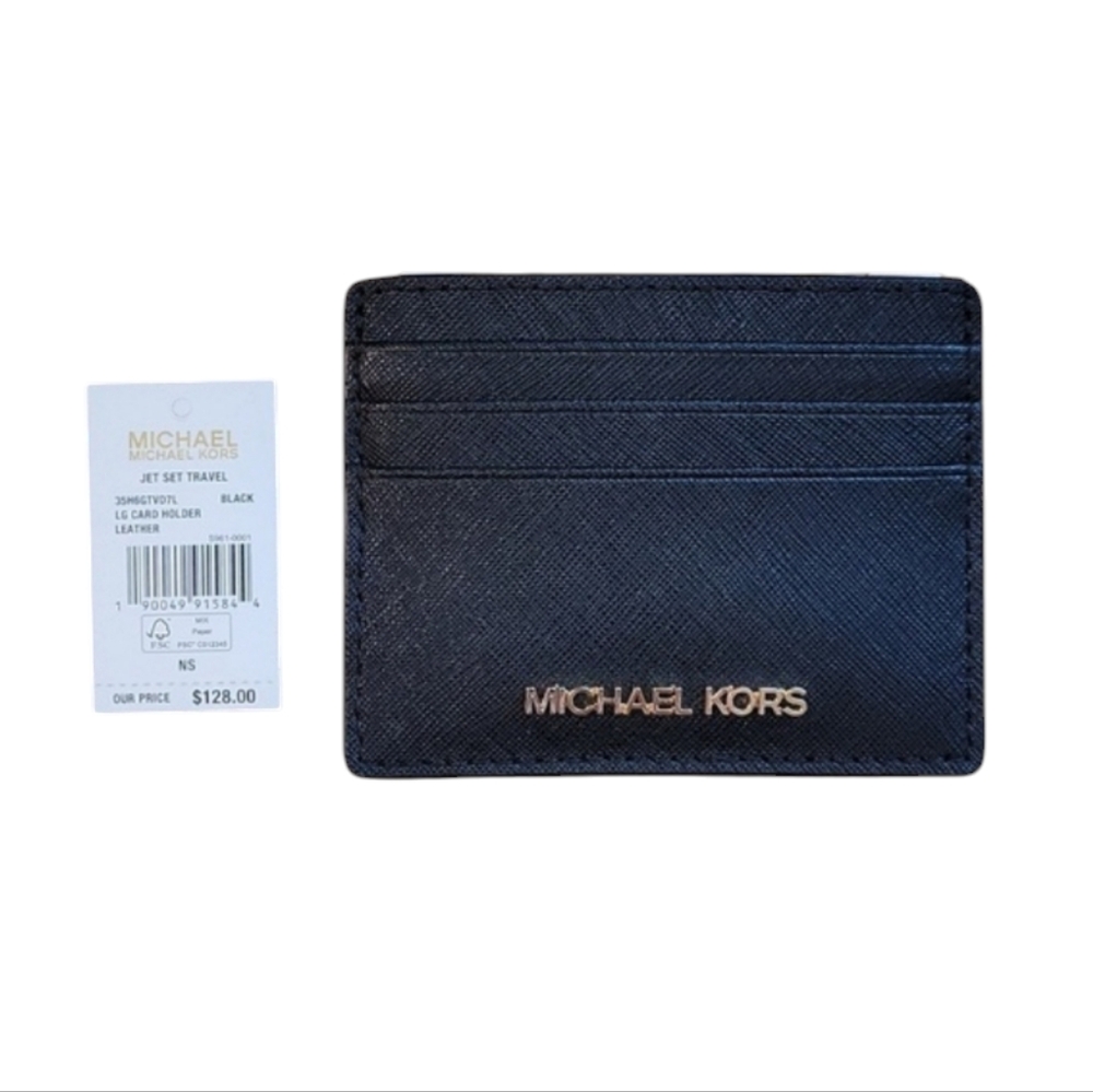Michael Kors Black Saffiano Leather Card Case NWT